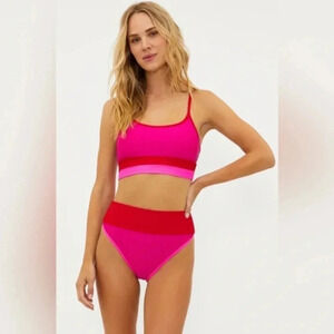 Beach Riot Emmy Bottom Fuchsia Red Neon Pink B1175